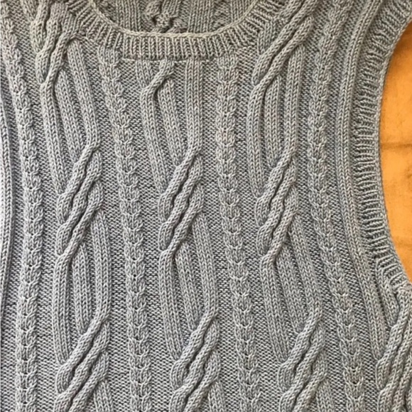 Hand knitted blue color cotton vest, size L - Picture 2 of 5